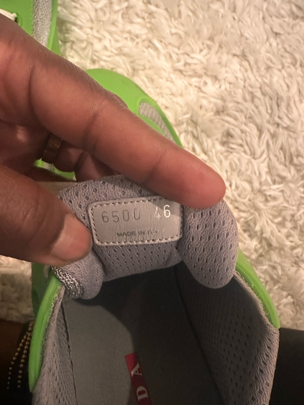 Prada Men's Lime Green and Grey Low-Top Sneakers - Picture 7 of 7